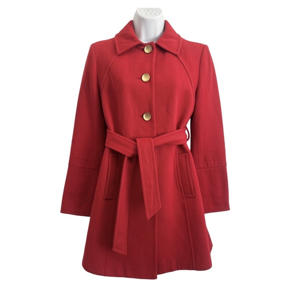 Ann Taylor LOFT Women's Sz: 2 Wool Blend Mid Length Red Dress Coat
